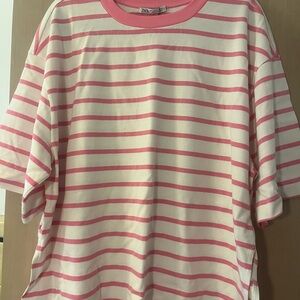 Zara Pink and White Striped Tee